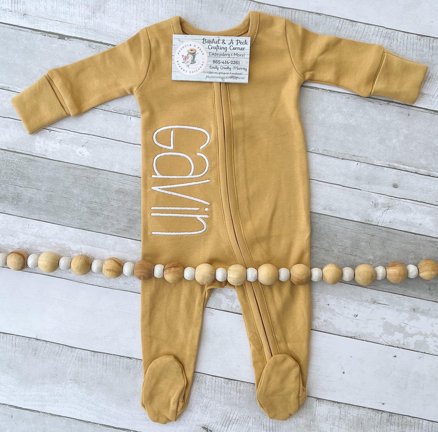 "Honey" Zip-up Organic cotton footie/Hat Set