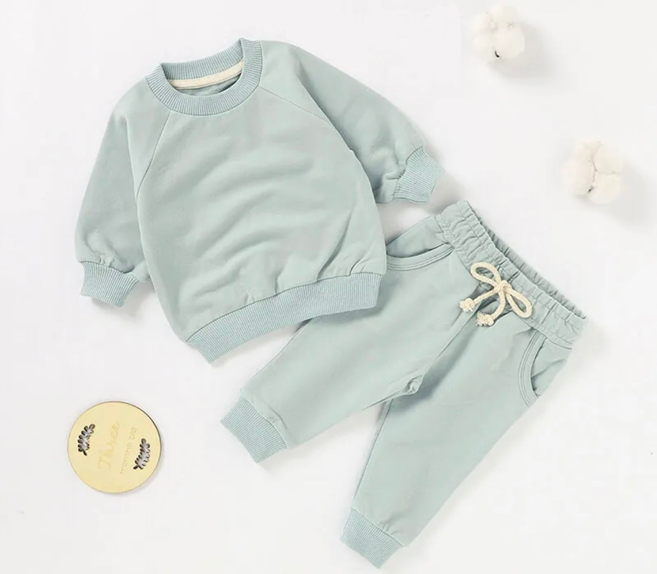 Teal Floral Applique/Seafoam Jogger Set