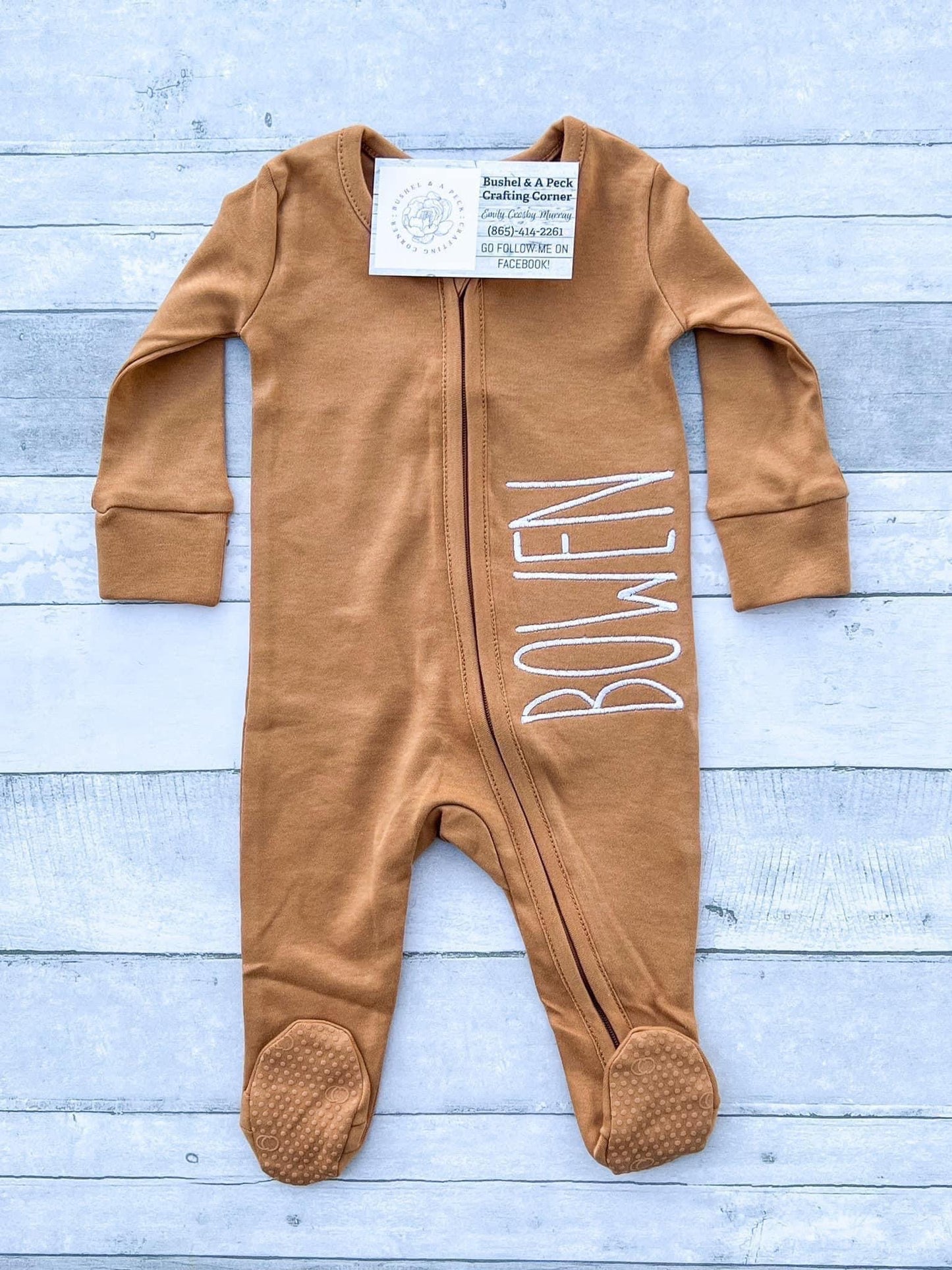 Khaki Organic Zip Footie/Hat Set