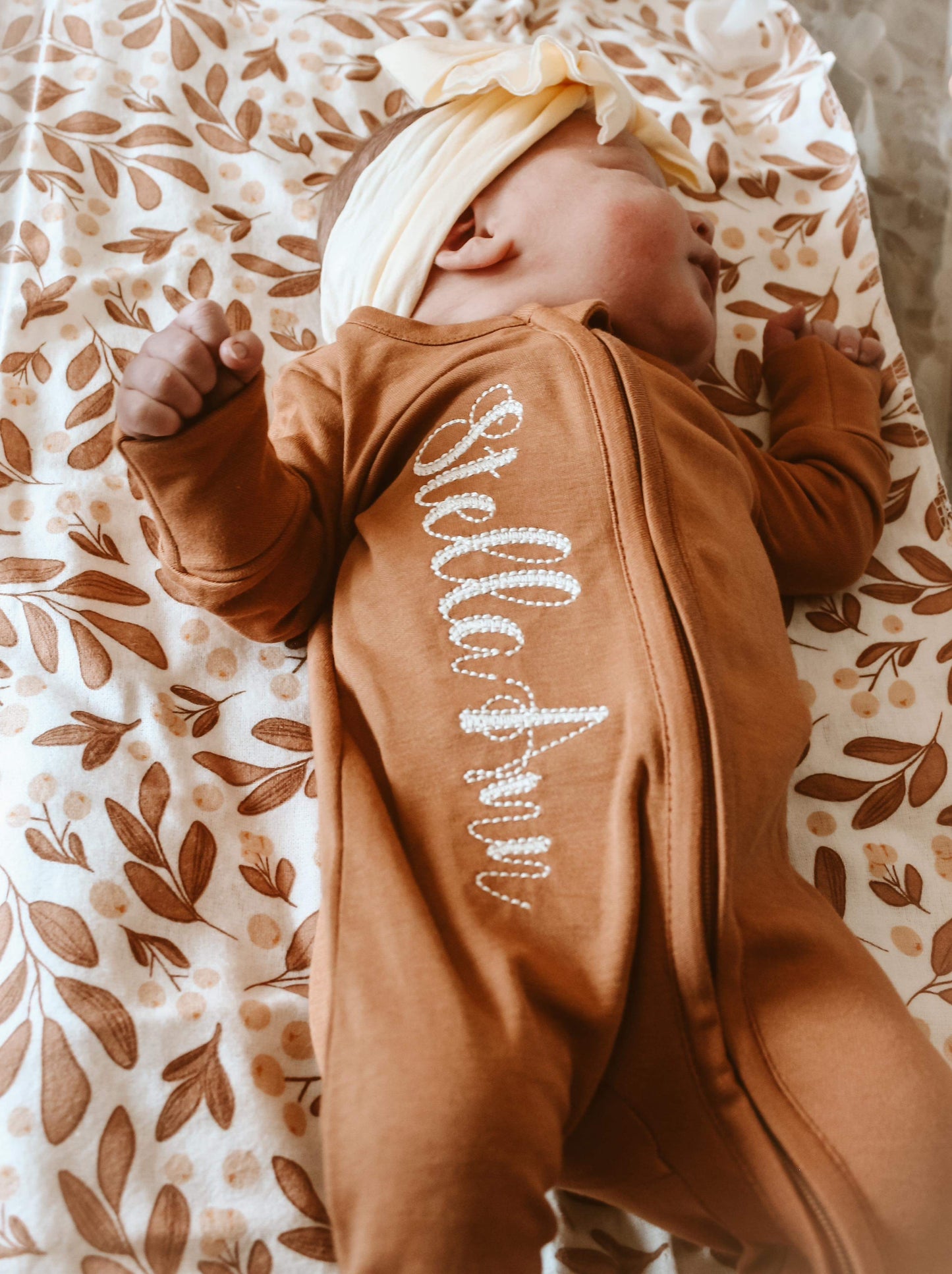 Khaki Organic Zip Footie/Hat Set
