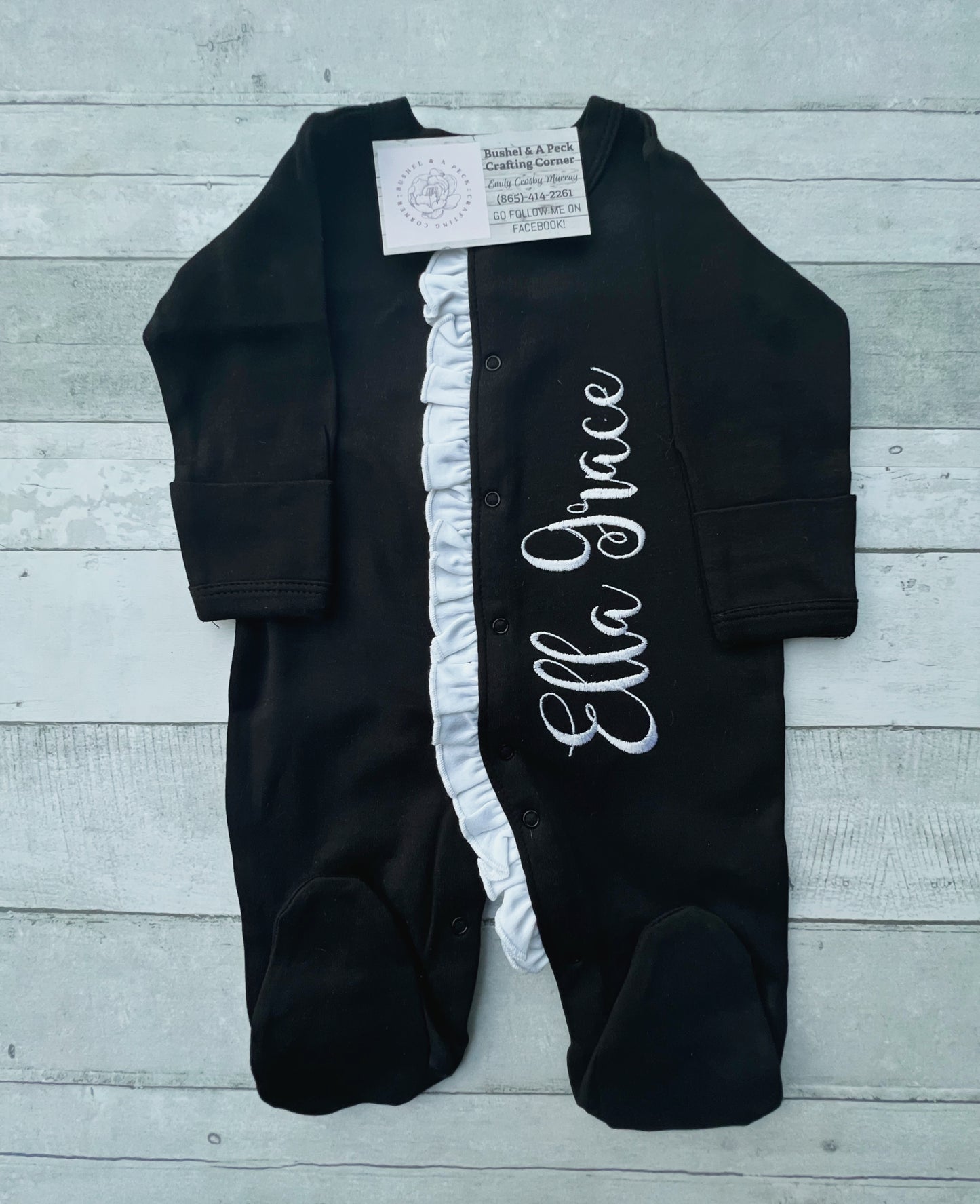 Black/White Ruffle Sleeper