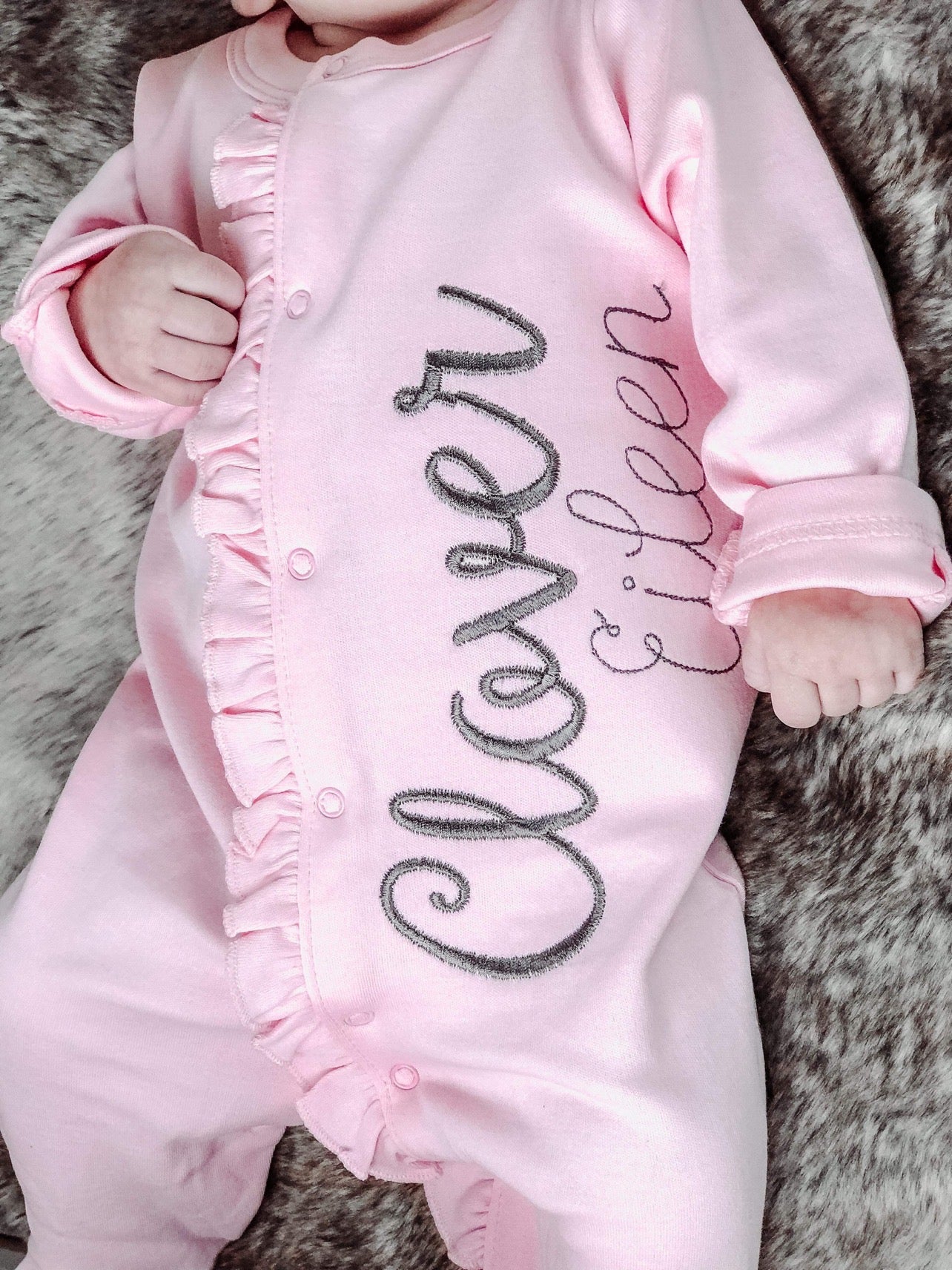 Pink/Pink Ruffle Button-up Sleeper