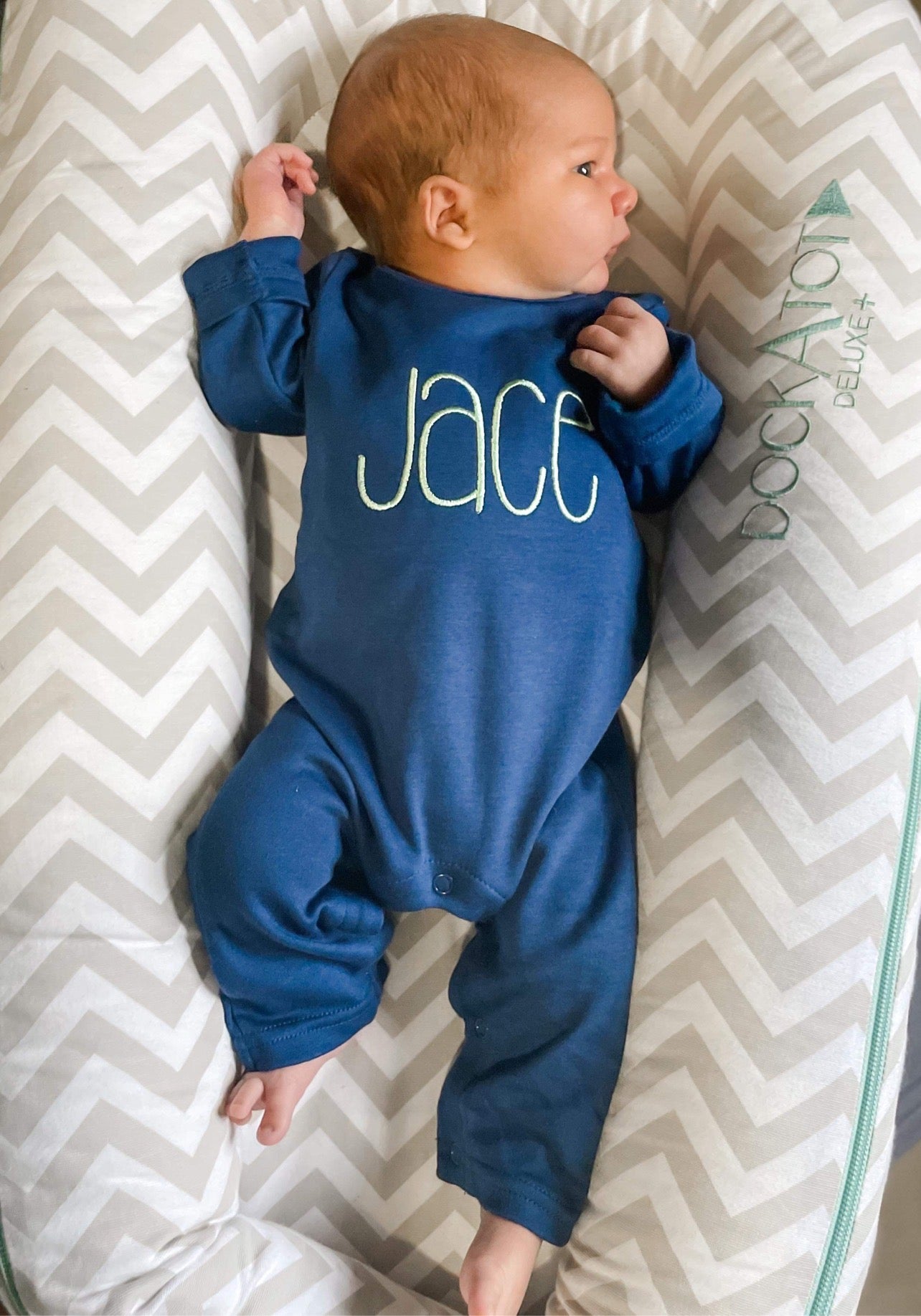 Navy Unisex Long-Sleeved Romper