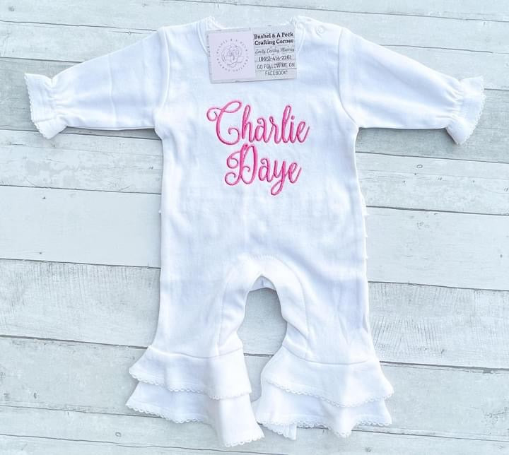 White Bell-Bottom Ruffle Romper