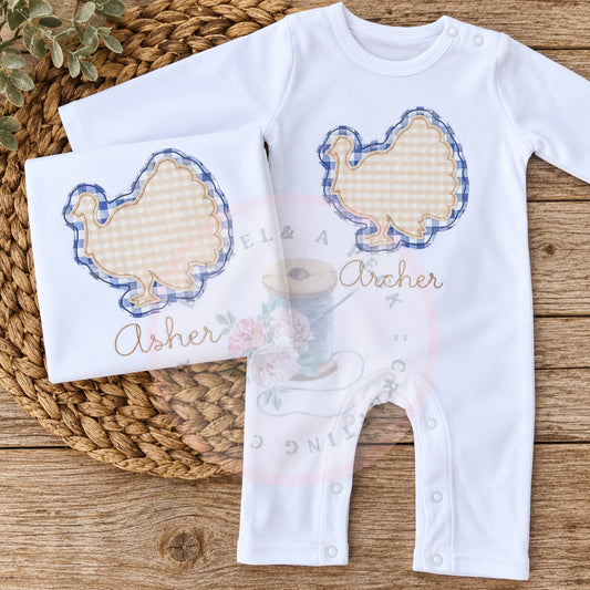 Gingham Turkey Applique Rompers and Shirts