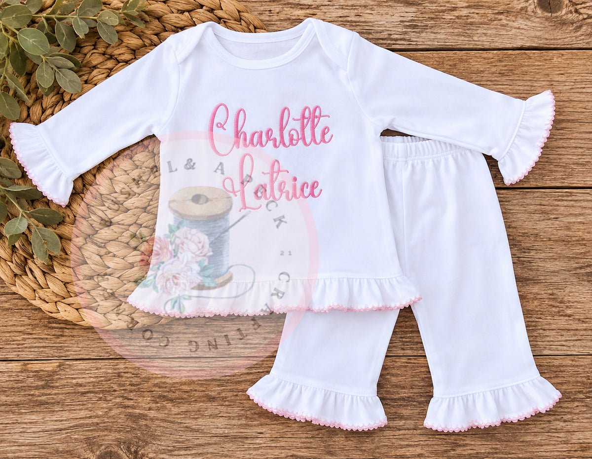 Pima Cotton Ruffle Shirt & Pant Set
