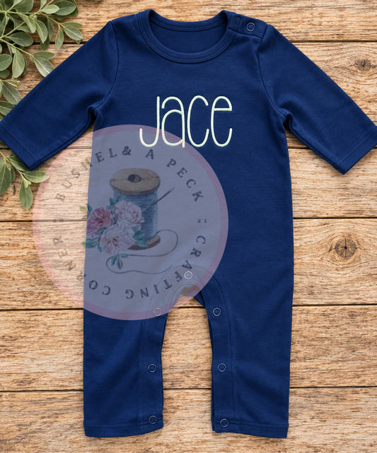 Navy Unisex Long-Sleeved Romper