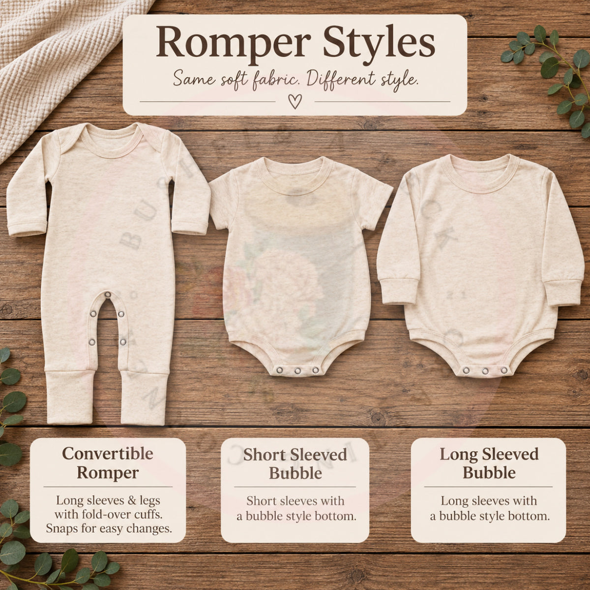 Sage Plaid Applique Convertible Romper/ & Long & Short Sleeved Bubbles (Initial Style)