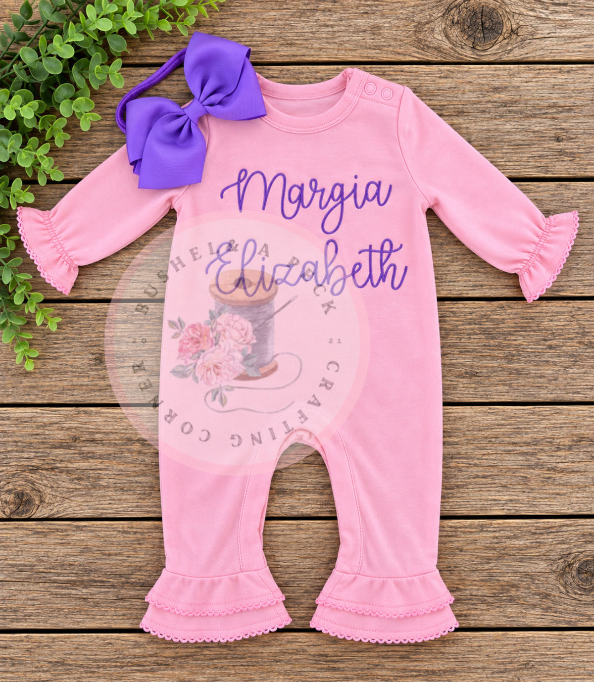 Pink Bell-Bottom Ruffle Romper