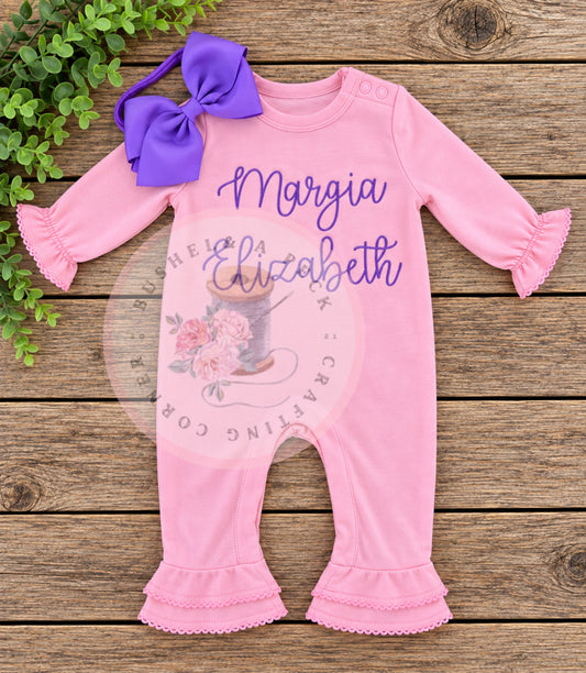 Pink Bell-Bottom Ruffle Romper