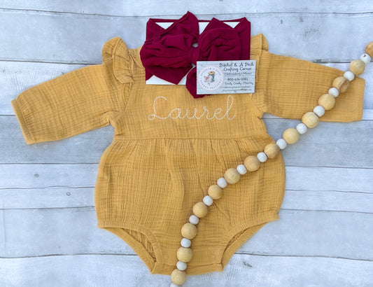 Embroidered Muslin Bubble Romper
