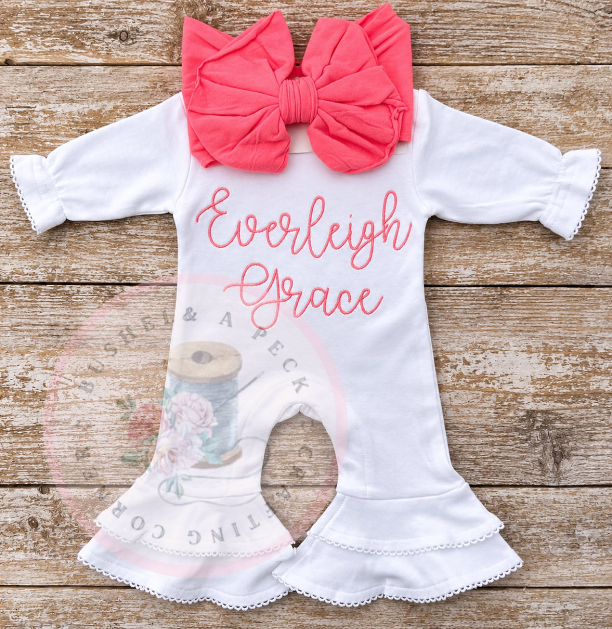 White Bell-Bottom Ruffle Romper