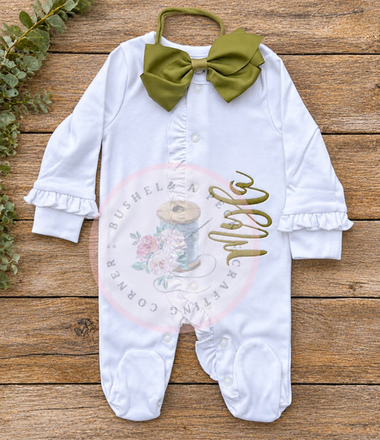 White/White Ruffle Sleeper