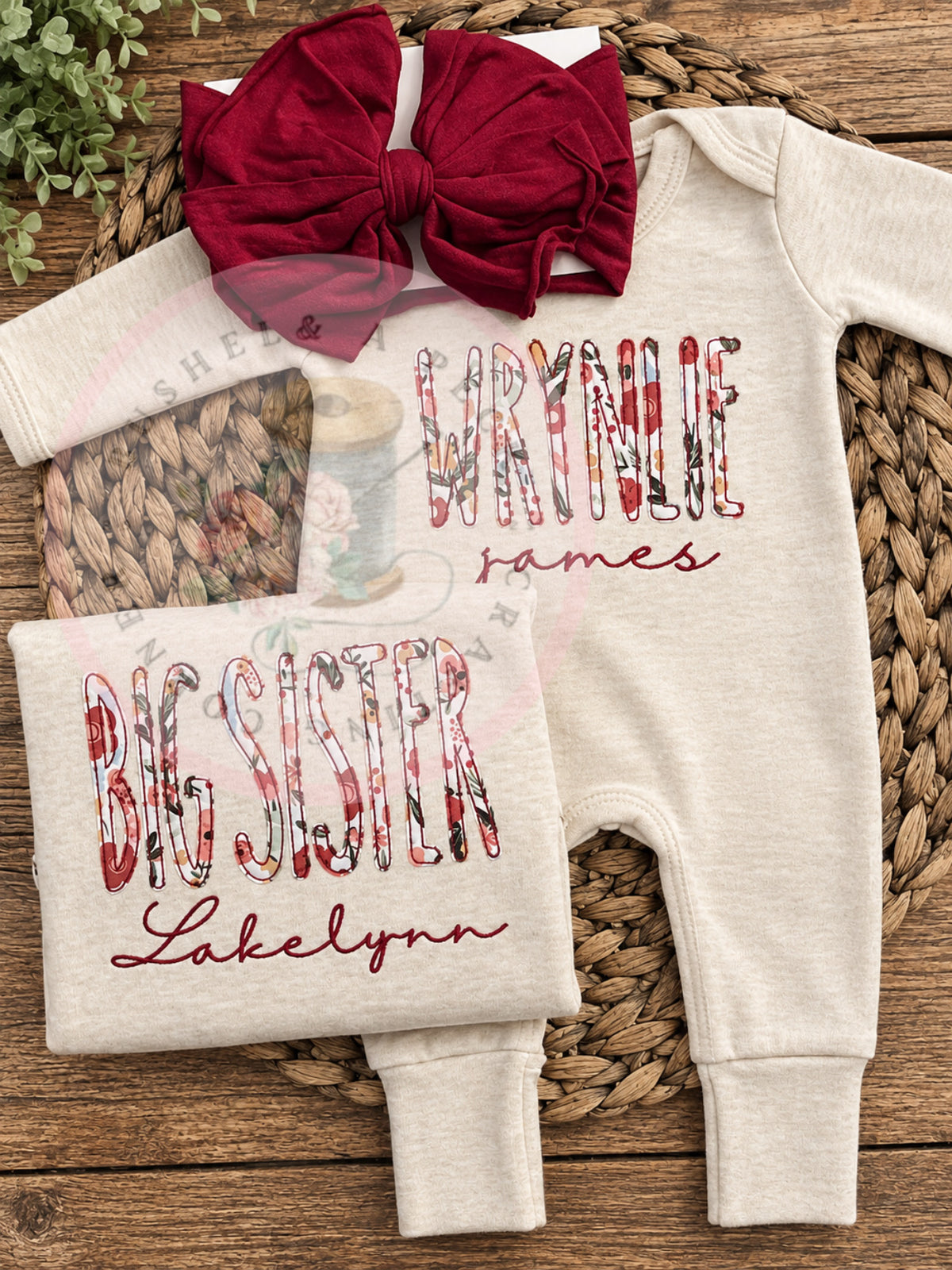 Oatmeal Long & Short Sleeved Tshirt/Fall Floral Applique (Spelled out Style/Name or Sibling Shirt)