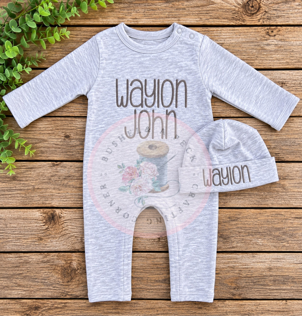 Grey Romper & Hat Set