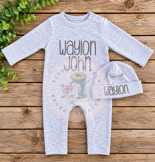 Grey Romper & Hat Set