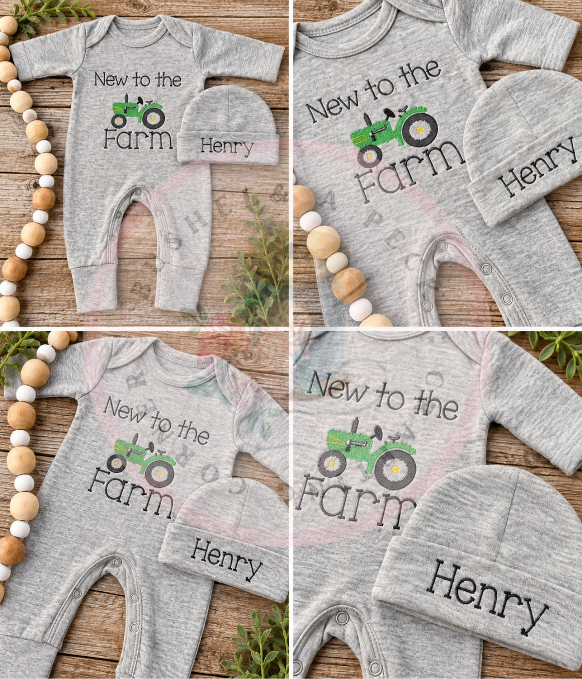 New to the Farm Romper & Hat Set