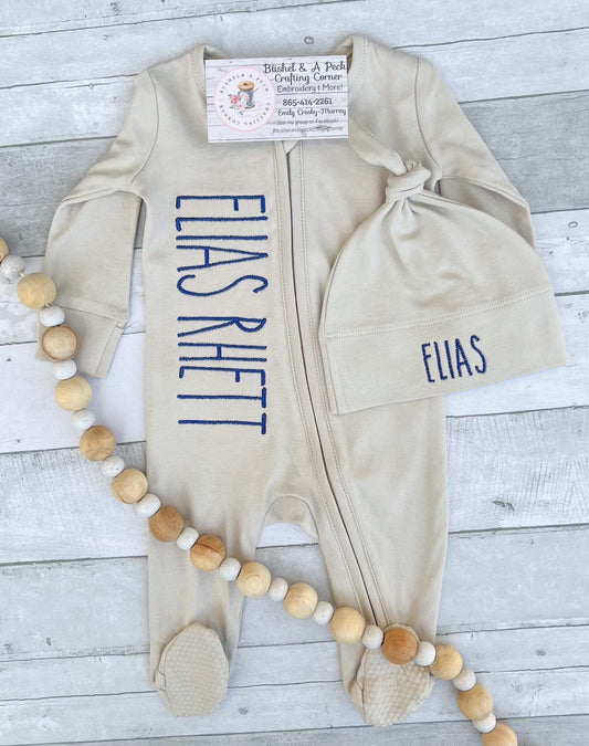 Light Gray Organic Zip Footie