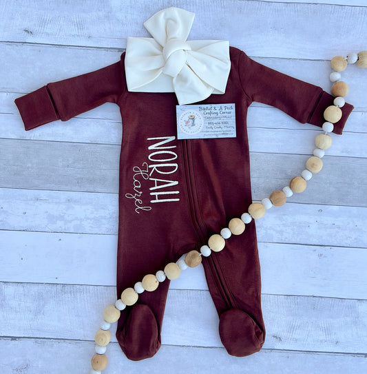 Burgundy/Plum Organic Cotton Footie