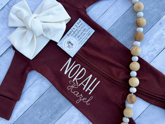 Burgundy/Plum Organic Cotton Footie