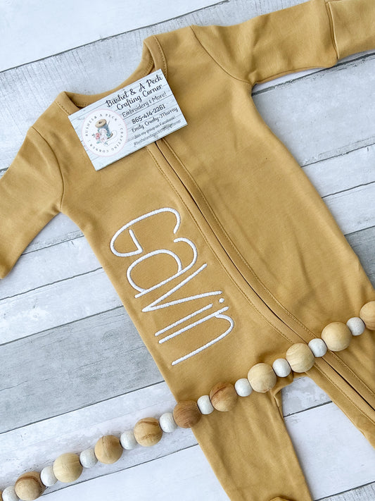"Honey" Zip-up Organic cotton footie/Hat Set