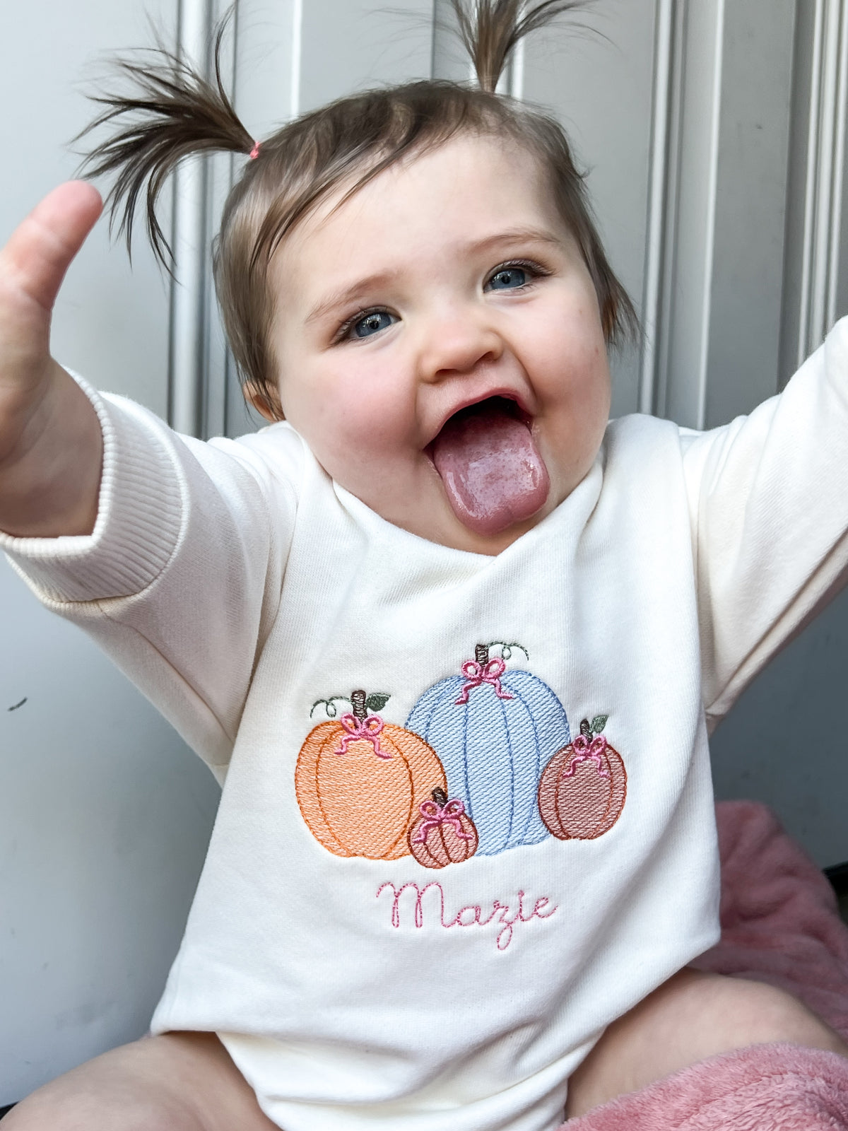 Pumpkin Patch Embroidered Sweatshirts and Sweatshirt Rompers