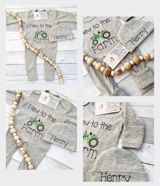 New to the Farm Romper/Hat Set