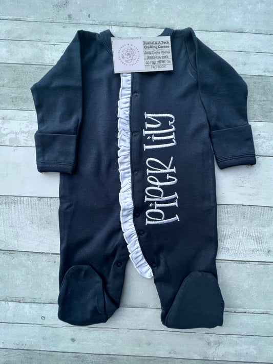 Navy/White Ruffle Sleeper