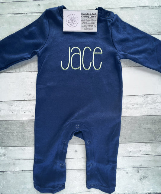 Navy Unisex Long-Sleeved Romper