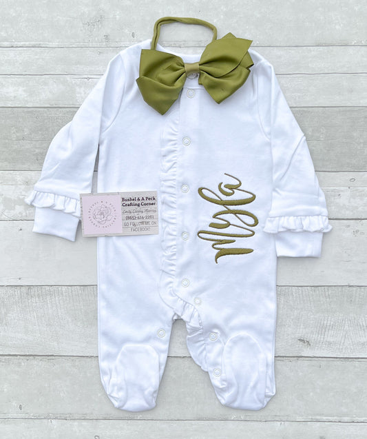 White/White Ruffle Sleeper