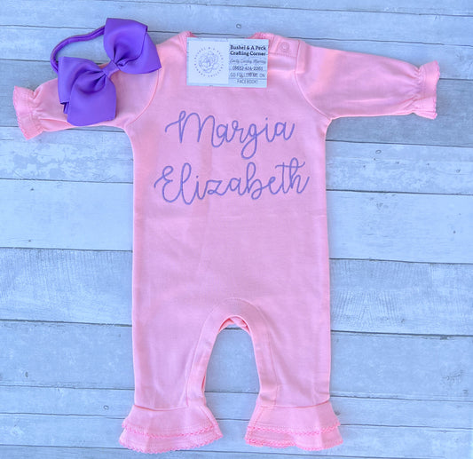 Pink Bell-Bottom Ruffle Romper