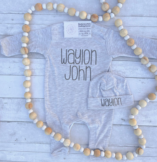 Grey Romper & Hat Set